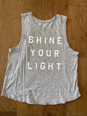 Spiritual Gangster Gray Graphic Muscle Tank "Shine Your Light". Size L